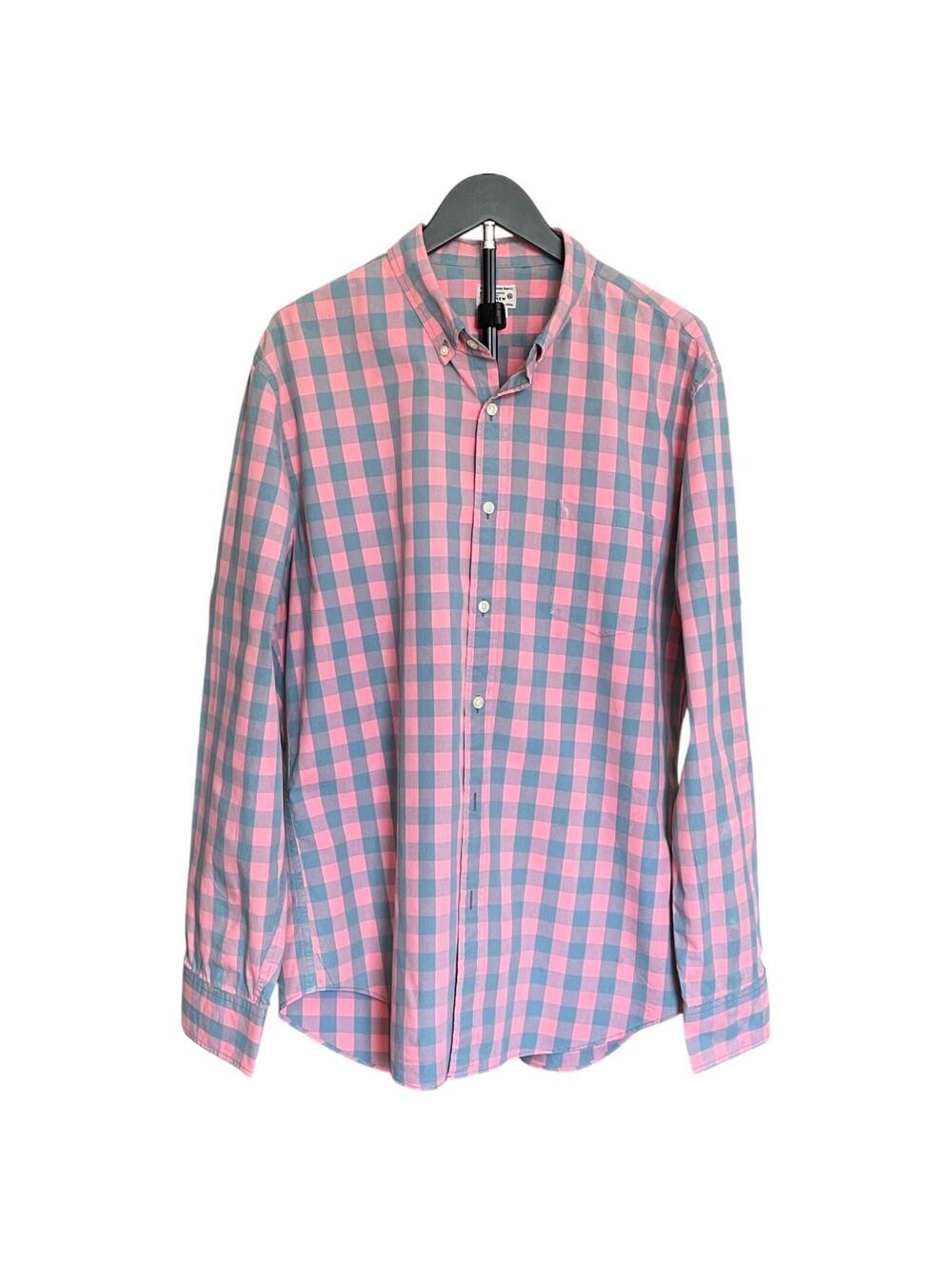 J.Crew Men’s Slim Fit Button Down Shirt Size L Long Sleeve Gingham Check Orange